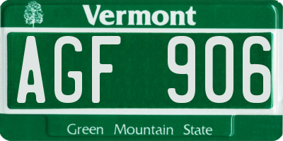 VT license plate AGF906