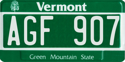 VT license plate AGF907