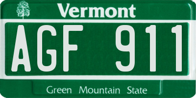 VT license plate AGF911