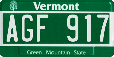 VT license plate AGF917