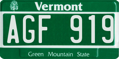 VT license plate AGF919