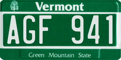 VT license plate AGF941
