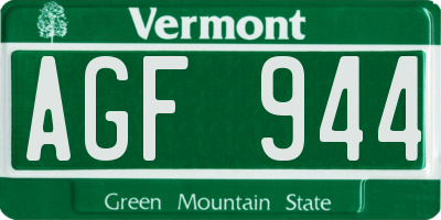 VT license plate AGF944