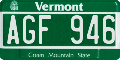 VT license plate AGF946