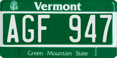 VT license plate AGF947
