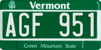 VT license plate AGF951