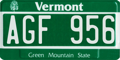 VT license plate AGF956