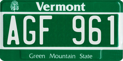 VT license plate AGF961