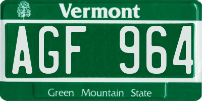 VT license plate AGF964