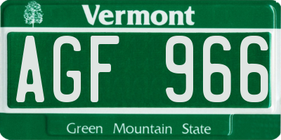 VT license plate AGF966