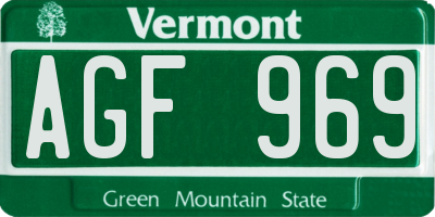 VT license plate AGF969