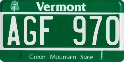VT license plate AGF970