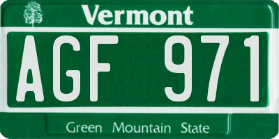 VT license plate AGF971