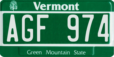 VT license plate AGF974