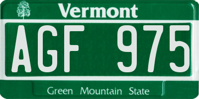 VT license plate AGF975
