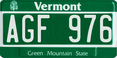 VT license plate AGF976