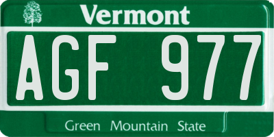 VT license plate AGF977