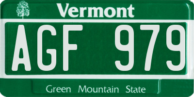 VT license plate AGF979
