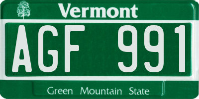 VT license plate AGF991