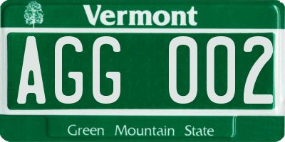 VT license plate AGG002