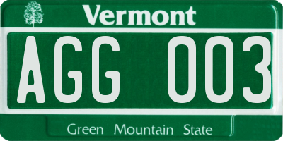 VT license plate AGG003