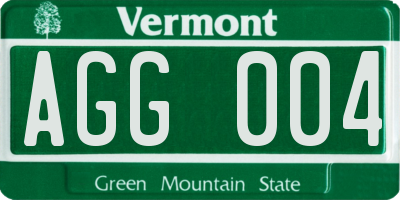 VT license plate AGG004