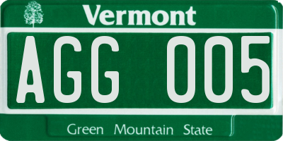 VT license plate AGG005