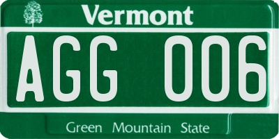 VT license plate AGG006