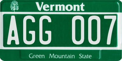VT license plate AGG007