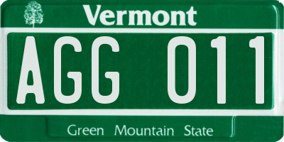 VT license plate AGG011