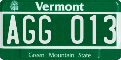 VT license plate AGG013