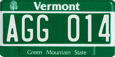 VT license plate AGG014