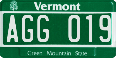 VT license plate AGG019