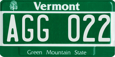 VT license plate AGG022