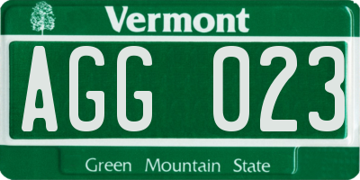 VT license plate AGG023