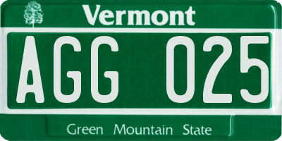 VT license plate AGG025