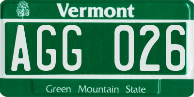 VT license plate AGG026