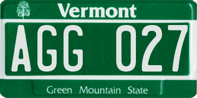 VT license plate AGG027