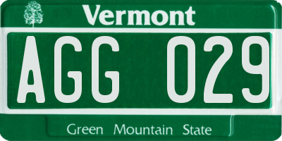 VT license plate AGG029