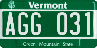 VT license plate AGG031