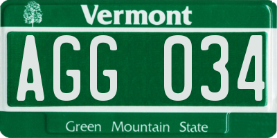 VT license plate AGG034