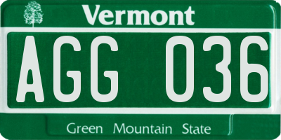 VT license plate AGG036
