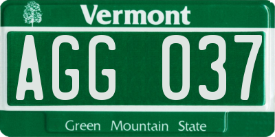 VT license plate AGG037