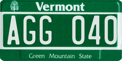 VT license plate AGG040