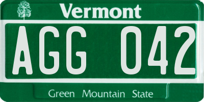 VT license plate AGG042