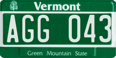VT license plate AGG043
