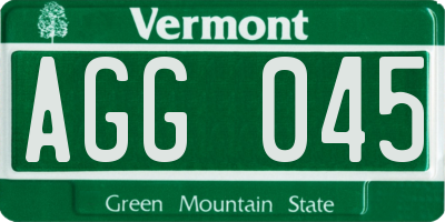 VT license plate AGG045