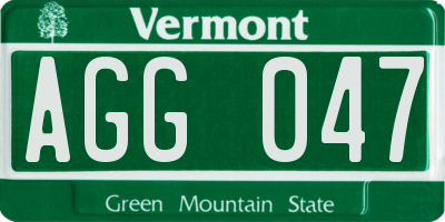 VT license plate AGG047