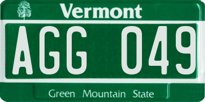 VT license plate AGG049