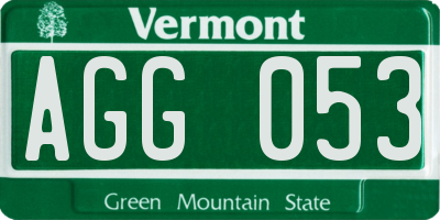 VT license plate AGG053